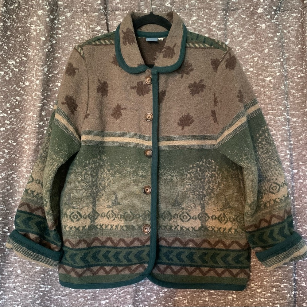 Vintage Ivy Woodsy Earthy Nature Women’s Coat Jacket Size Medium New Condition